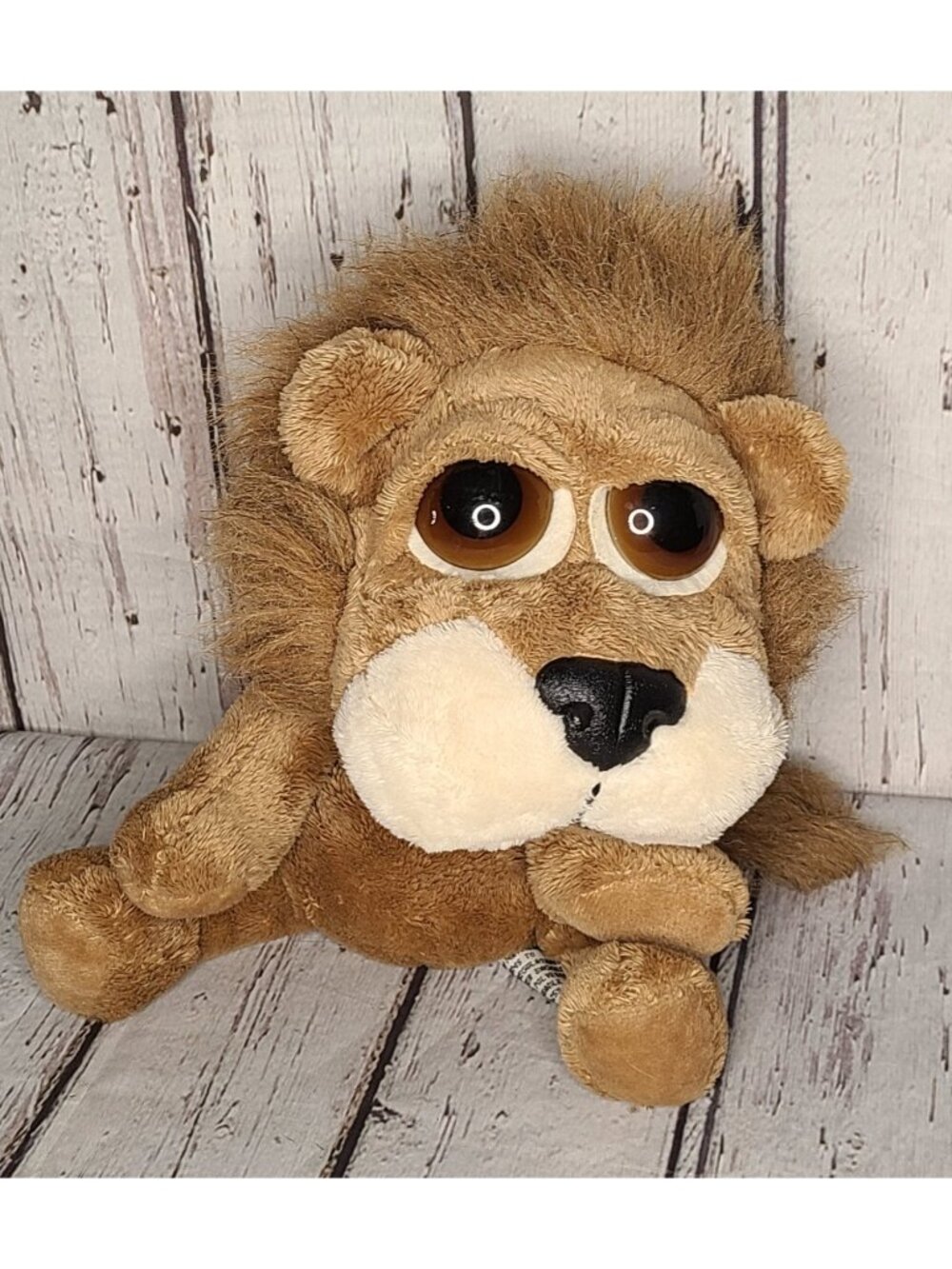 8" Russ Berrie Lil Peepers Carnie Lion Beanbag Plush Stuffed Animal Big Eyes